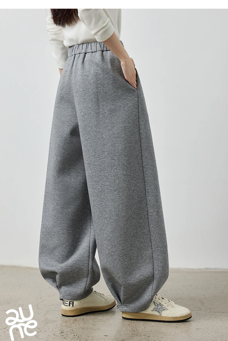 TOYOUTH Women's Rose Pink Elastic Waist Tapered Balloon Pants 2026 Autumn New Loose Fit Slimming