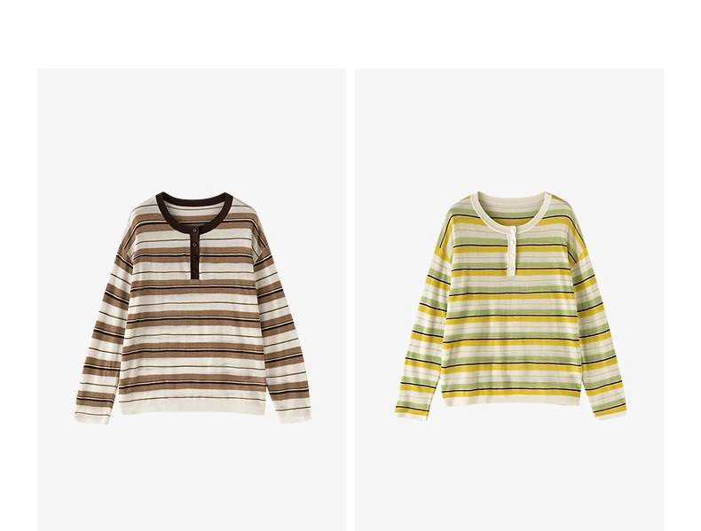 TOYOUTH Women's Linen Knit Top 2026 Autumn New Breathable Cloud Like Striped Intellectual Blouse