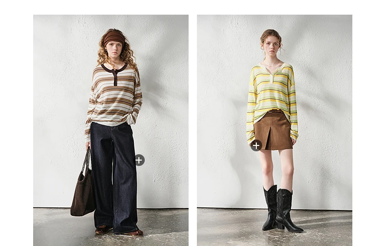 TOYOUTH Women's Linen Knit Top 2026 Autumn New Breathable Cloud Like Striped Intellectual Blouse