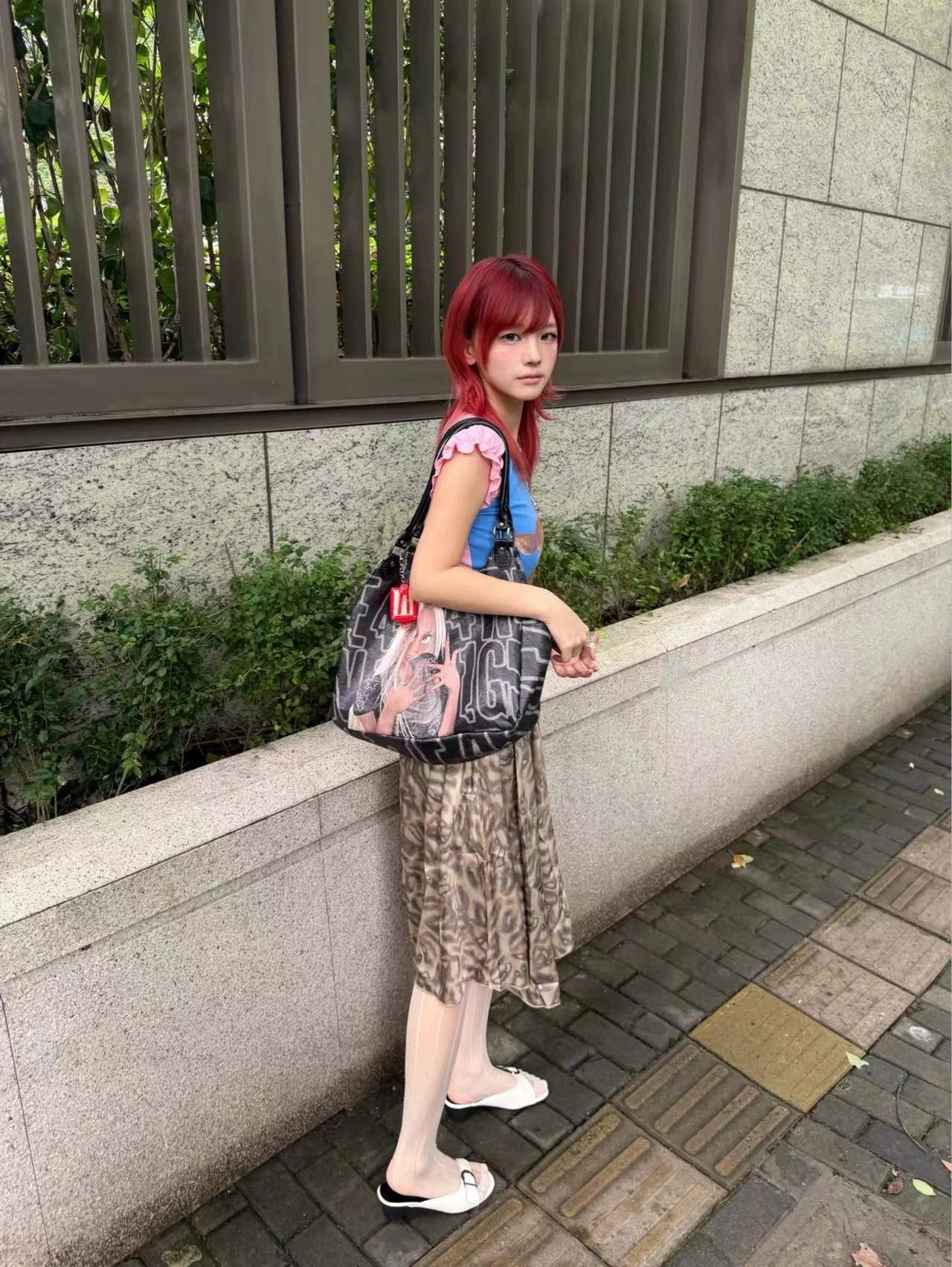 Karrram Japanese Y2k Deer Print T-shirt 2000s Cutecore Short Sleeve Patchwork Tops Vintage Harajuku Puff Sleeves T Shirt Kawaii
