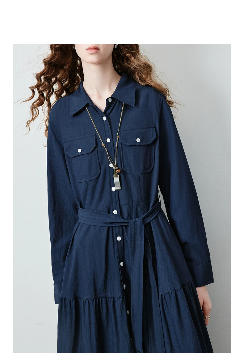 TOYOUTH Women's Light Utility Shirt Dress Fall 2026 Waist Cinched Slimming Office Commute