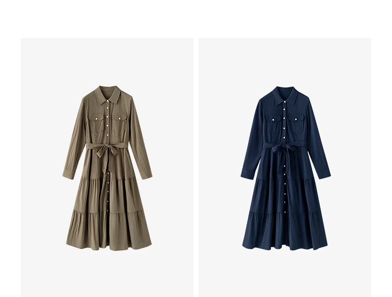 TOYOUTH Women's Light Utility Shirt Dress Fall 2026 Waist Cinched Slimming Office Commute