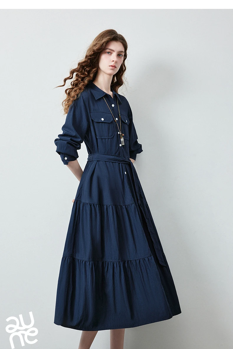 TOYOUTH Women's Light Utility Shirt Dress Fall 2026 Waist Cinched Slimming Office Commute
