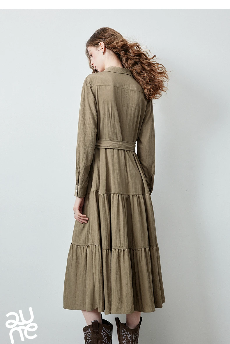 TOYOUTH Women's Light Utility Shirt Dress Fall 2026 Waist Cinched Slimming Office Commute