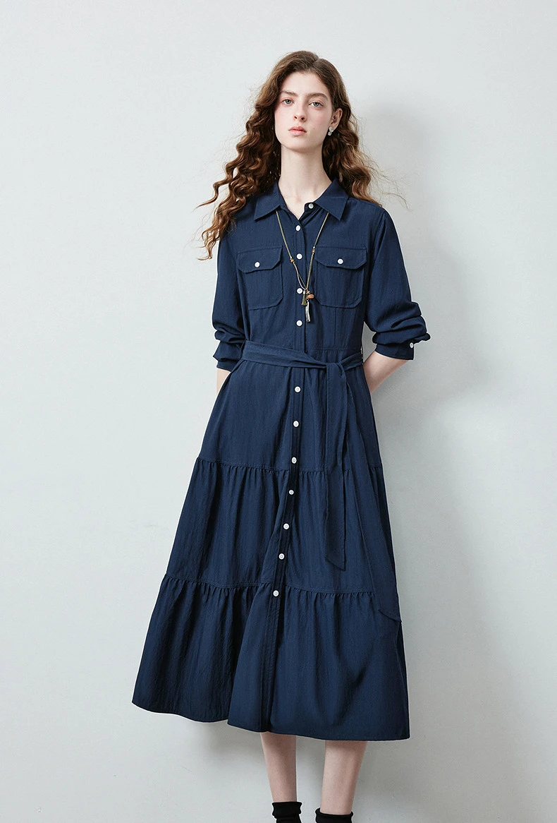 TOYOUTH Women's Light Utility Shirt Dress Fall 2026 Waist Cinched Slimming Office Commute
