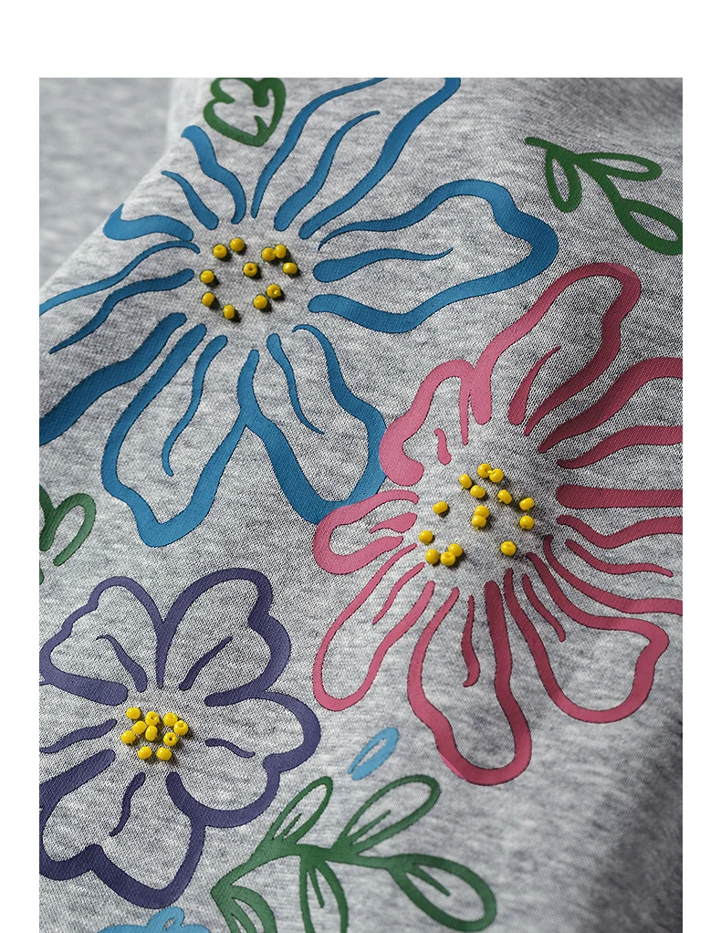 TOYOUTH Women's Sweatshirt 2026 Autumn New Floral Print Round Neck Loose Fake Two-Piece Lace Splicing Pullover Top
