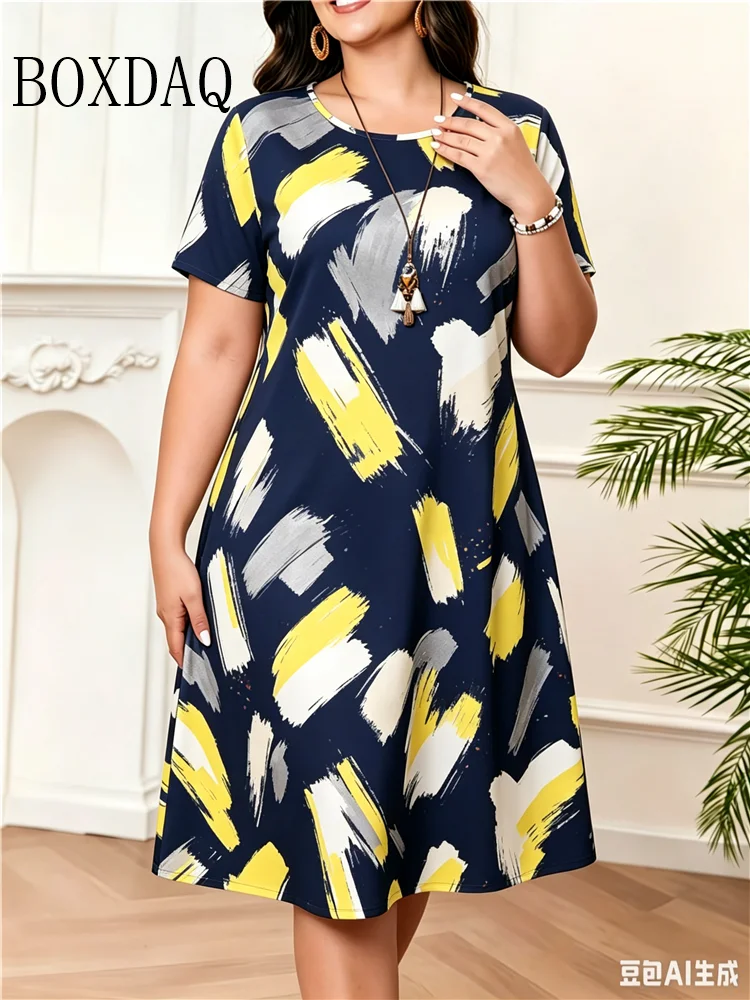 Graffiti 3D Print Leopard Women's Dresses Fashion Plus Size Summer Short Sleeve Dress Casual O-Neck Loose Female Clothing 2026