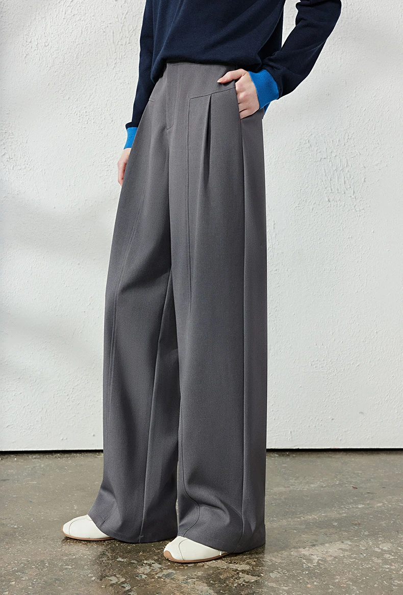 TOYOUTH Women's Wide Leg Suit Pants 2026 Fall New Drapey Seam Detail Tailored Office
