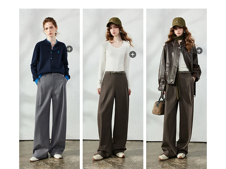 TOYOUTH Women's Wide Leg Suit Pants 2026 Fall New Drapey Seam Detail Tailored Office