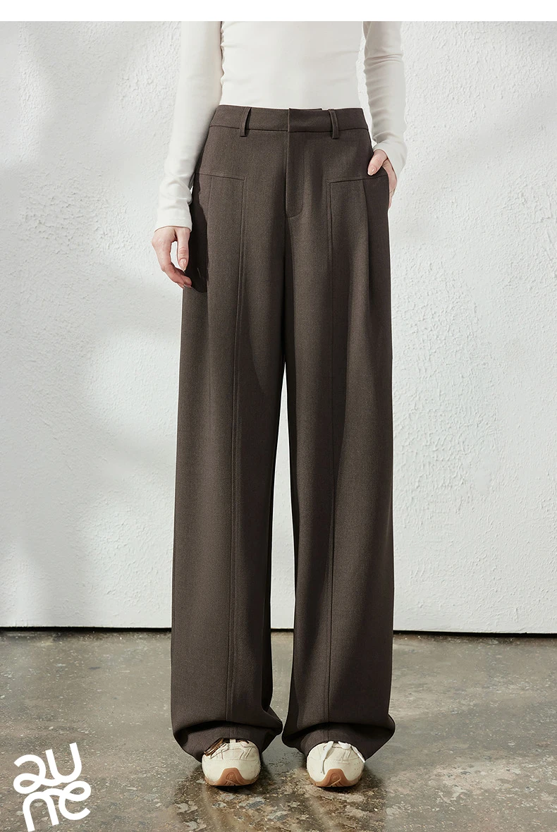 TOYOUTH Women's Wide Leg Suit Pants 2026 Fall New Drapey Seam Detail Tailored Office