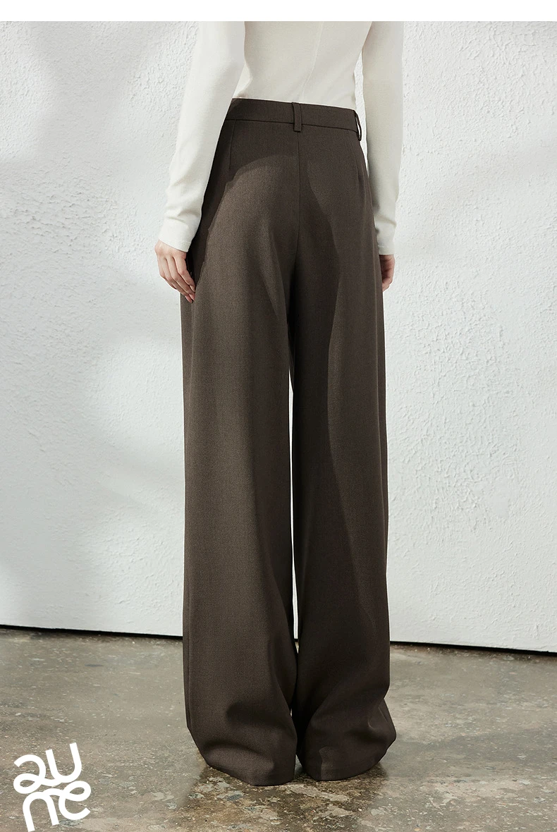 TOYOUTH Women's Wide Leg Suit Pants 2026 Fall New Drapey Seam Detail Tailored Office