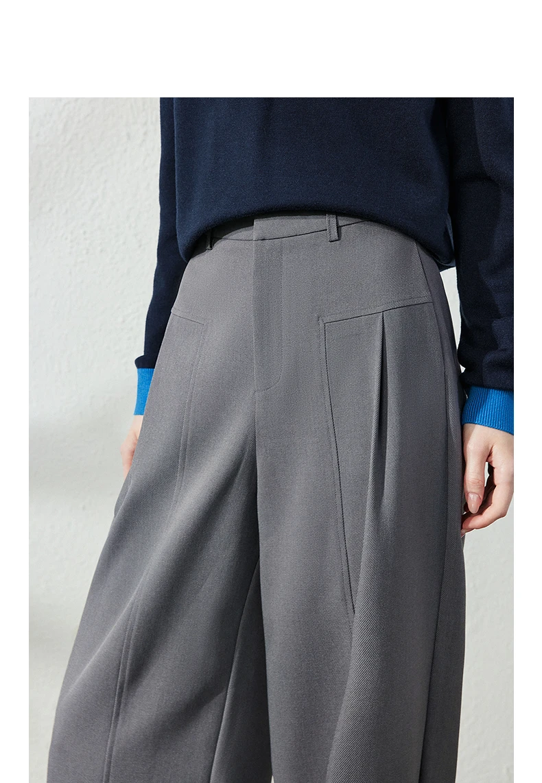 TOYOUTH Women's Wide Leg Suit Pants 2026 Fall New Drapey Seam Detail Tailored Office
