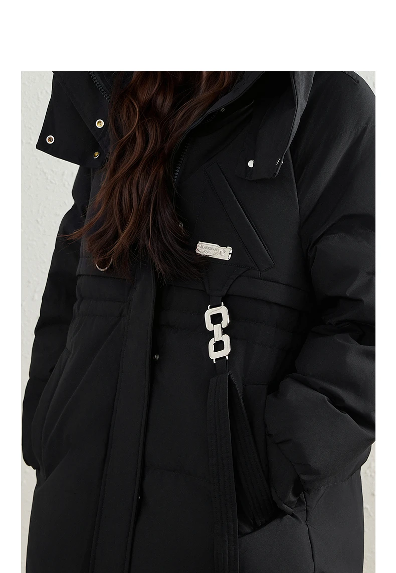 TOYOUTH Women's White Duck Down Coat 2026 Winter New Urban Functional Hooded Waist Cinched Windproof Outerwear