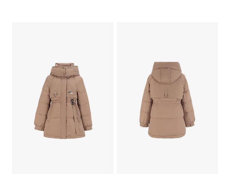 TOYOUTH Women's White Duck Down Coat 2026 Winter New Urban Functional Hooded Waist Cinched Windproof Outerwear