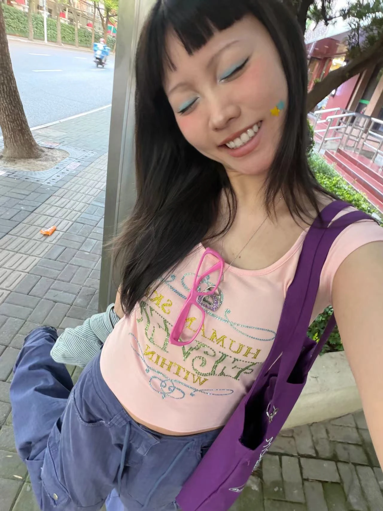 Karrram Japanese Y2k Rhinestone Print T-shirt 2000s Cutecore Short Sleeve Pink Top Vintage Harajuku Kawaii Tshirt American Retro