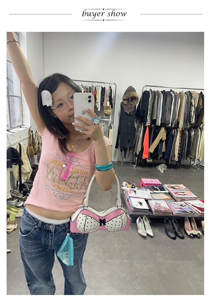 Karrram Japanese Y2k Rhinestone Print T-shirt 2000s Cutecore Short Sleeve Pink Top Vintage Harajuku Kawaii Tshirt American Retro