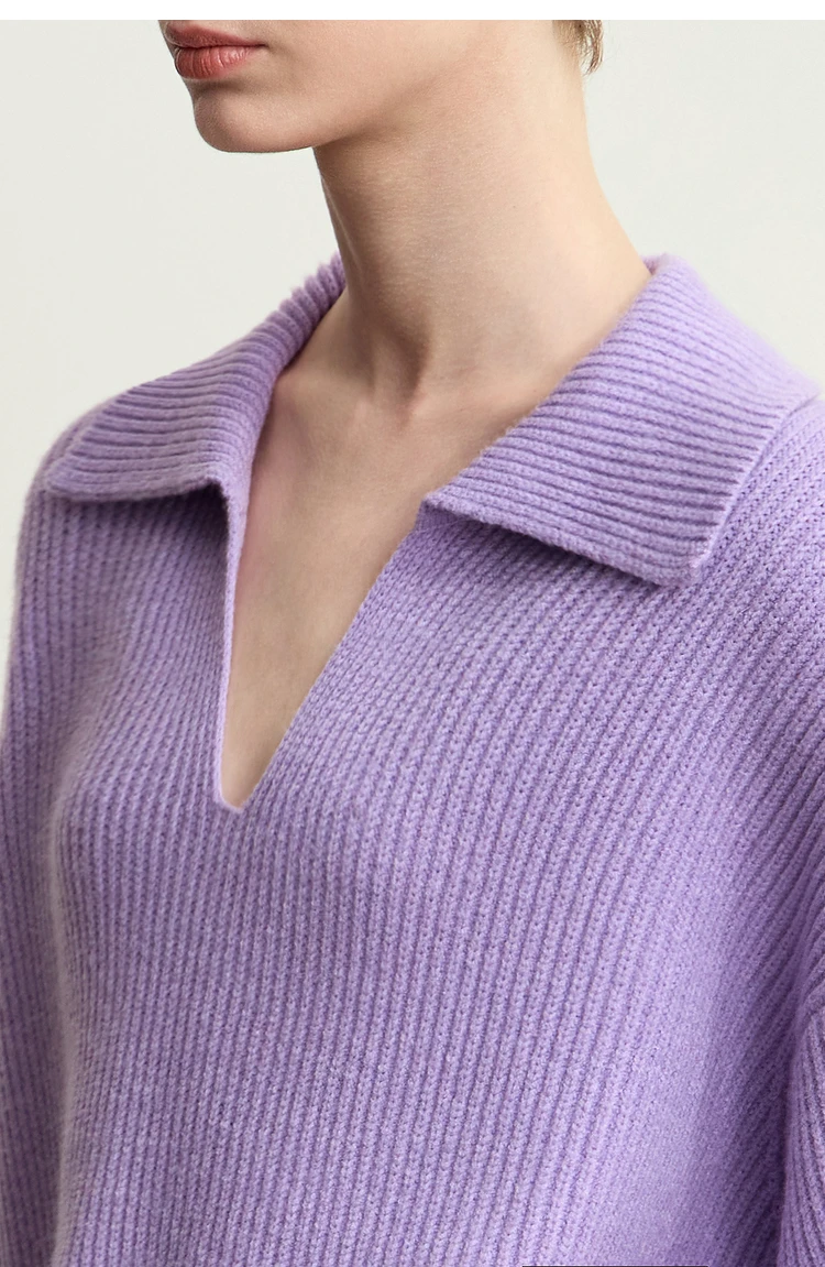 Amii Women's Sweater 2026 Winter New V-neck Loose Long Sleeve Solid Knit Sweater Ladies Basic Versatile Pullover Top 12444194
