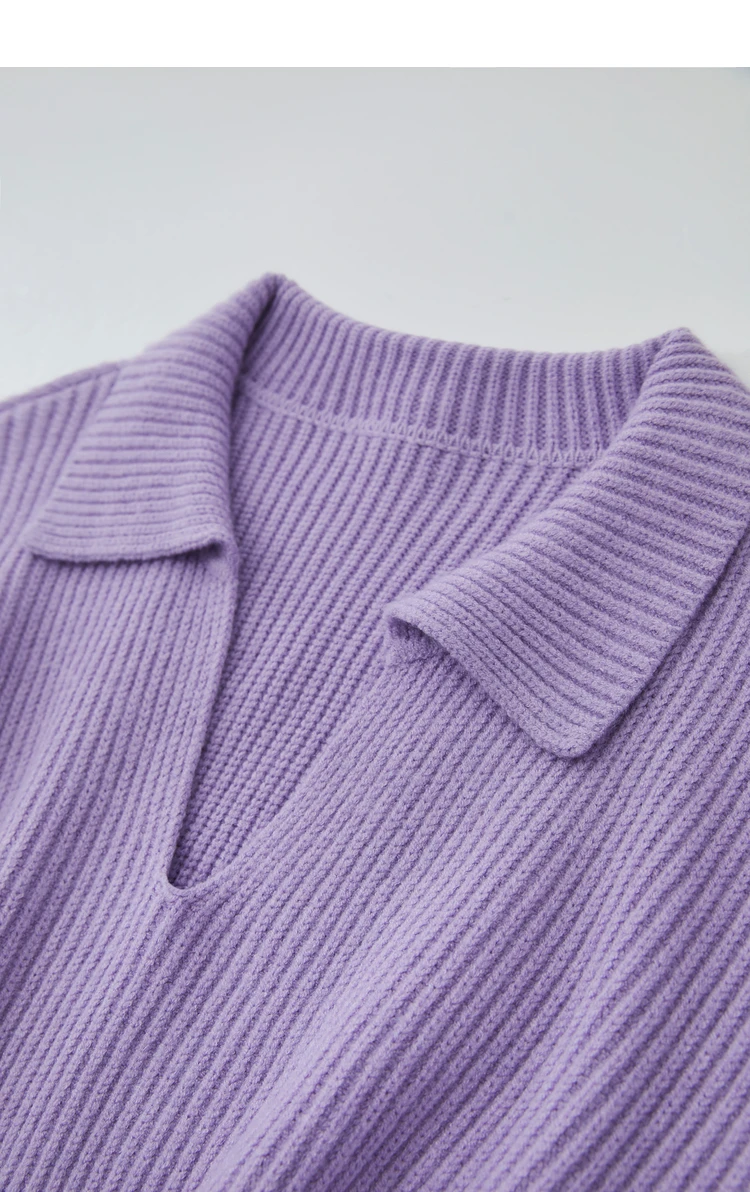 Amii Women's Sweater 2026 Winter New V-neck Loose Long Sleeve Solid Knit Sweater Ladies Basic Versatile Pullover Top 12444194