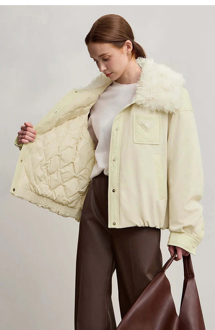 Amii Down Coats For Woman 2026 Winter New Casual Warm Patchwork Versatile Down Jacket Women's Long Sleeves Loose Top 12544075