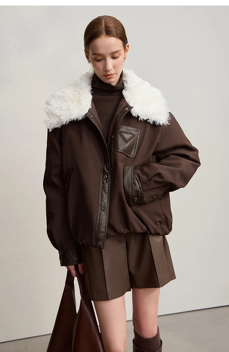 Amii Down Coats For Woman 2026 Winter New Casual Warm Patchwork Versatile Down Jacket Women's Long Sleeves Loose Top 12544075