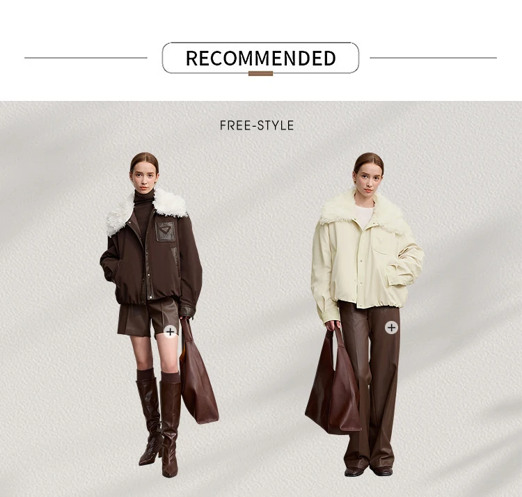 Amii Down Coats For Woman 2026 Winter New Casual Warm Patchwork Versatile Down Jacket Women's Long Sleeves Loose Top 12544075