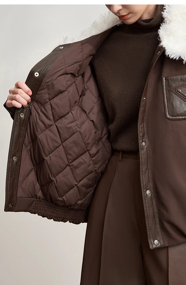 Amii Down Coats For Woman 2026 Winter New Casual Warm Patchwork Versatile Down Jacket Women's Long Sleeves Loose Top 12544075