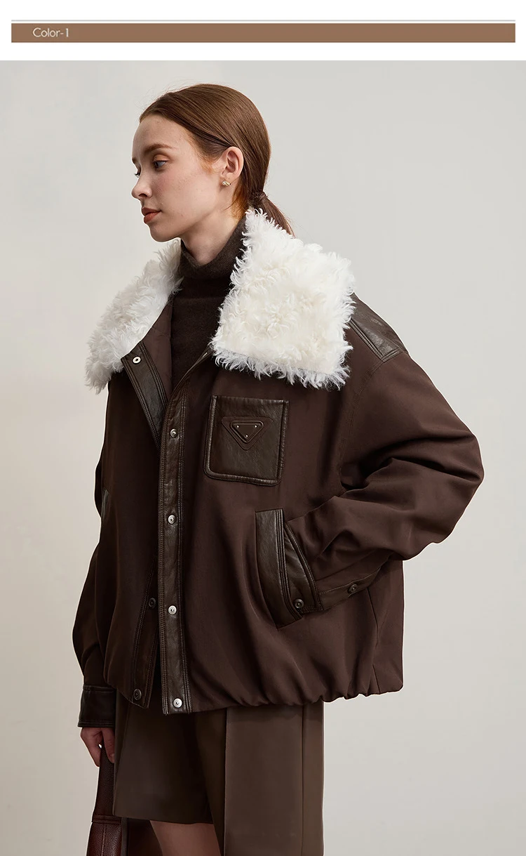 Amii Down Coats For Woman 2026 Winter New Casual Warm Patchwork Versatile Down Jacket Women's Long Sleeves Loose Top 12544075