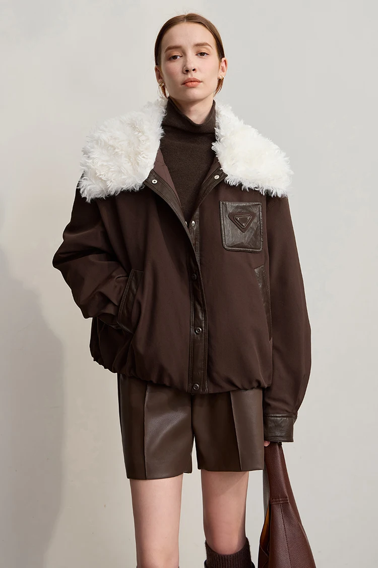 Amii Down Coats For Woman 2026 Winter New Casual Warm Patchwork Versatile Down Jacket Women's Long Sleeves Loose Top 12544075