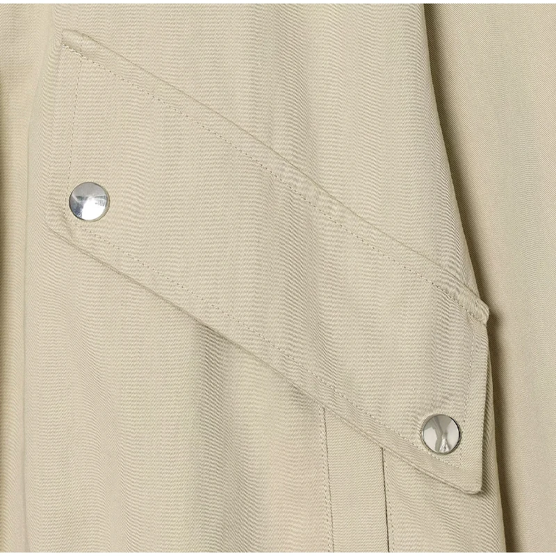 Fashion Stand Collar Strap Buckle Long Sleeve Jacket Utility Pocket Cropped 2026 Fall Casual Women Outerwear Chic Lady Coat