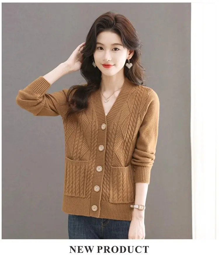 Women's Knit Sweater Open Cardigan 2026 New Spring/Autumn Thickened Loose Plus Size Fashion Solid Color Pullover Outerwear Top