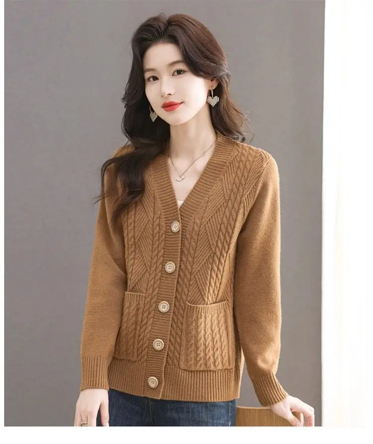 Women's Knit Sweater Open Cardigan 2026 New Spring/Autumn Thickened Loose Plus Size Fashion Solid Color Pullover Outerwear Top