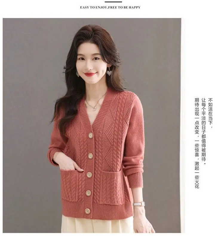 Women's Knit Sweater Open Cardigan 2026 New Spring/Autumn Thickened Loose Plus Size Fashion Solid Color Pullover Outerwear Top