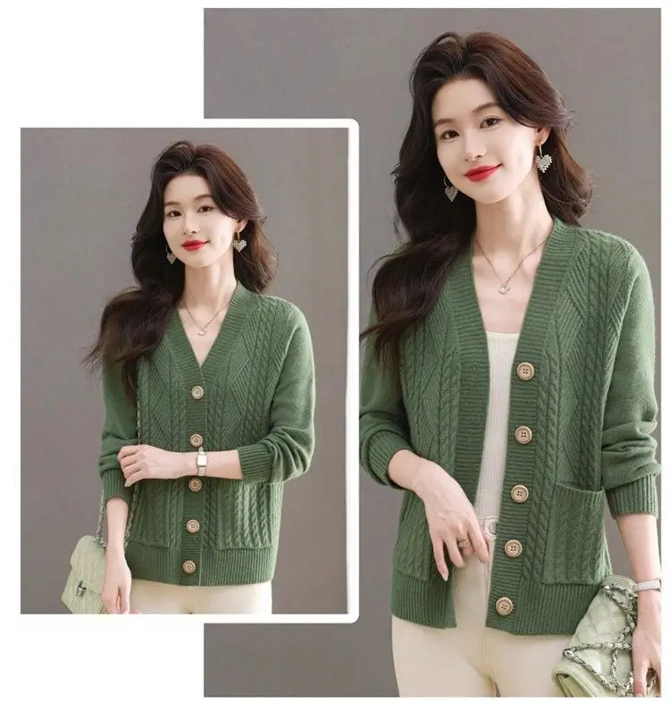 Women's Knit Sweater Open Cardigan 2026 New Spring/Autumn Thickened Loose Plus Size Fashion Solid Color Pullover Outerwear Top