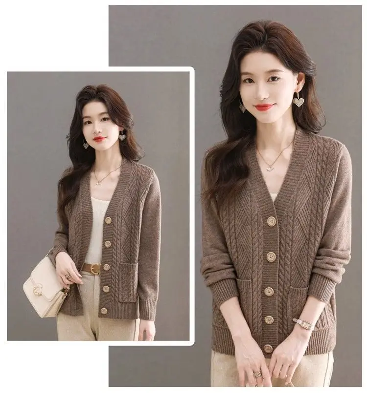 Women's Knit Sweater Open Cardigan 2026 New Spring/Autumn Thickened Loose Plus Size Fashion Solid Color Pullover Outerwear Top