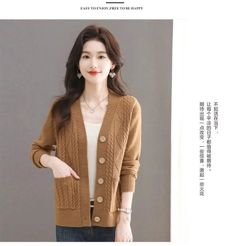 Women's Knit Sweater Open Cardigan 2026 New Spring/Autumn Thickened Loose Plus Size Fashion Solid Color Pullover Outerwear Top