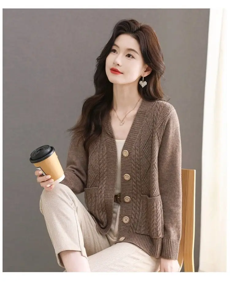 Women's Knit Sweater Open Cardigan 2026 New Spring/Autumn Thickened Loose Plus Size Fashion Solid Color Pullover Outerwear Top