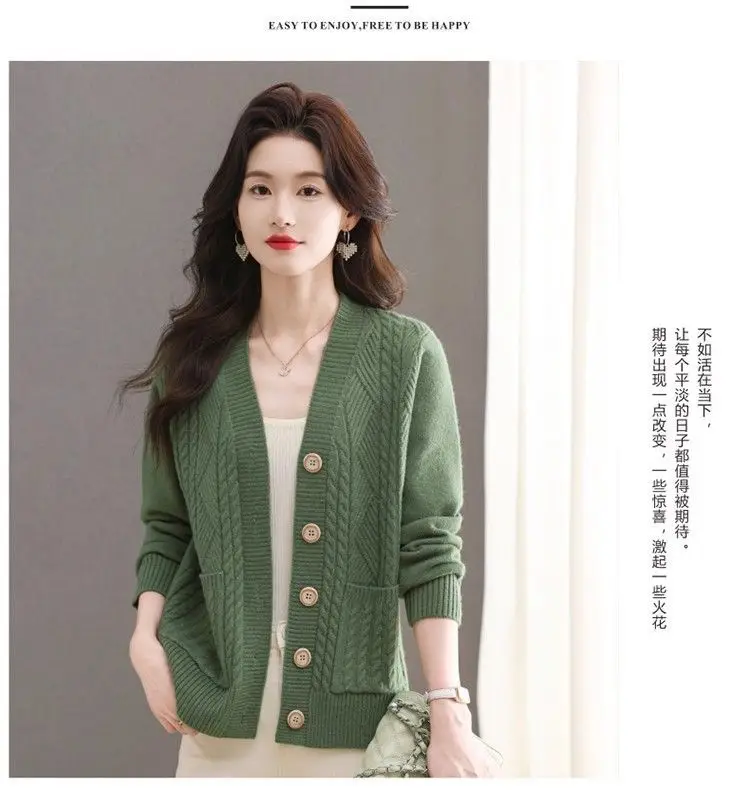 Women's Knit Sweater Open Cardigan 2026 New Spring/Autumn Thickened Loose Plus Size Fashion Solid Color Pullover Outerwear Top
