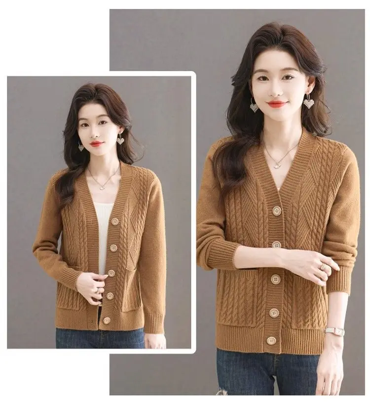 Women's Knit Sweater Open Cardigan 2026 New Spring/Autumn Thickened Loose Plus Size Fashion Solid Color Pullover Outerwear Top