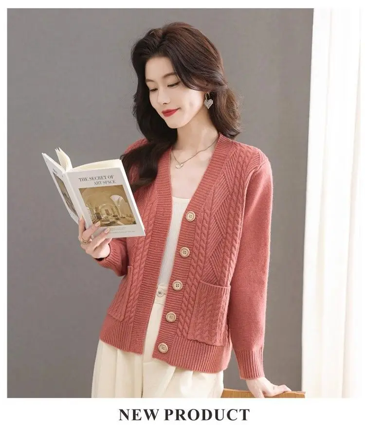 Women's Knit Sweater Open Cardigan 2026 New Spring/Autumn Thickened Loose Plus Size Fashion Solid Color Pullover Outerwear Top