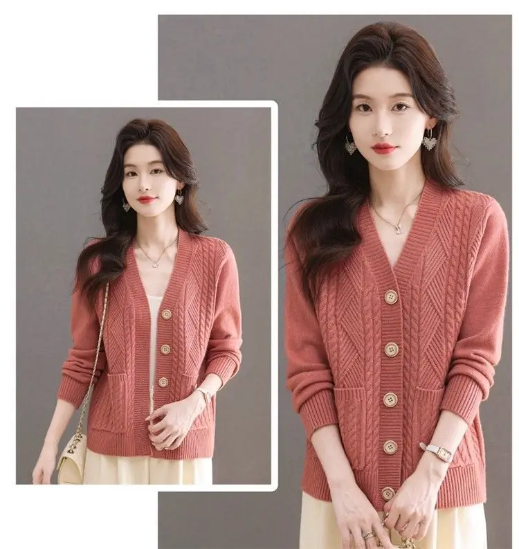 Women's Knit Sweater Open Cardigan 2026 New Spring/Autumn Thickened Loose Plus Size Fashion Solid Color Pullover Outerwear Top