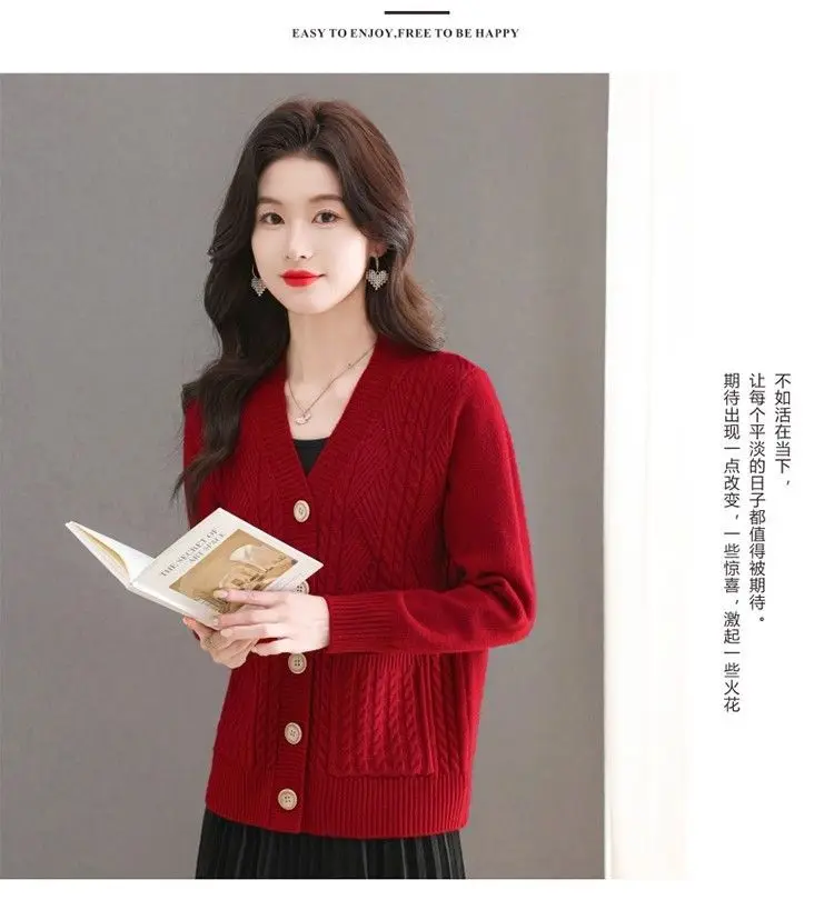 Women's Knit Sweater Open Cardigan 2026 New Spring/Autumn Thickened Loose Plus Size Fashion Solid Color Pullover Outerwear Top