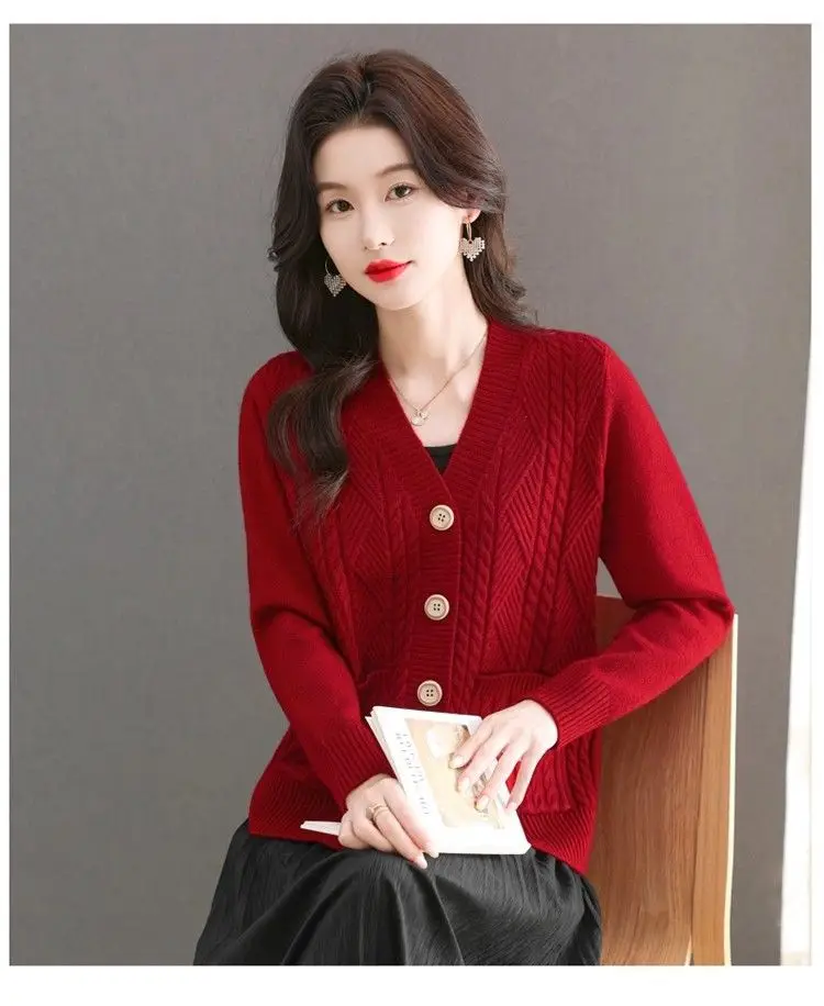 Women's Knit Sweater Open Cardigan 2026 New Spring/Autumn Thickened Loose Plus Size Fashion Solid Color Pullover Outerwear Top