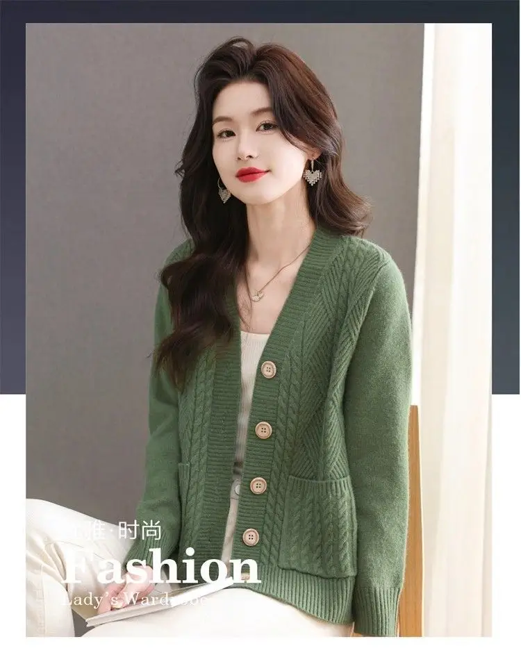 Women's Knit Sweater Open Cardigan 2026 New Spring/Autumn Thickened Loose Plus Size Fashion Solid Color Pullover Outerwear Top