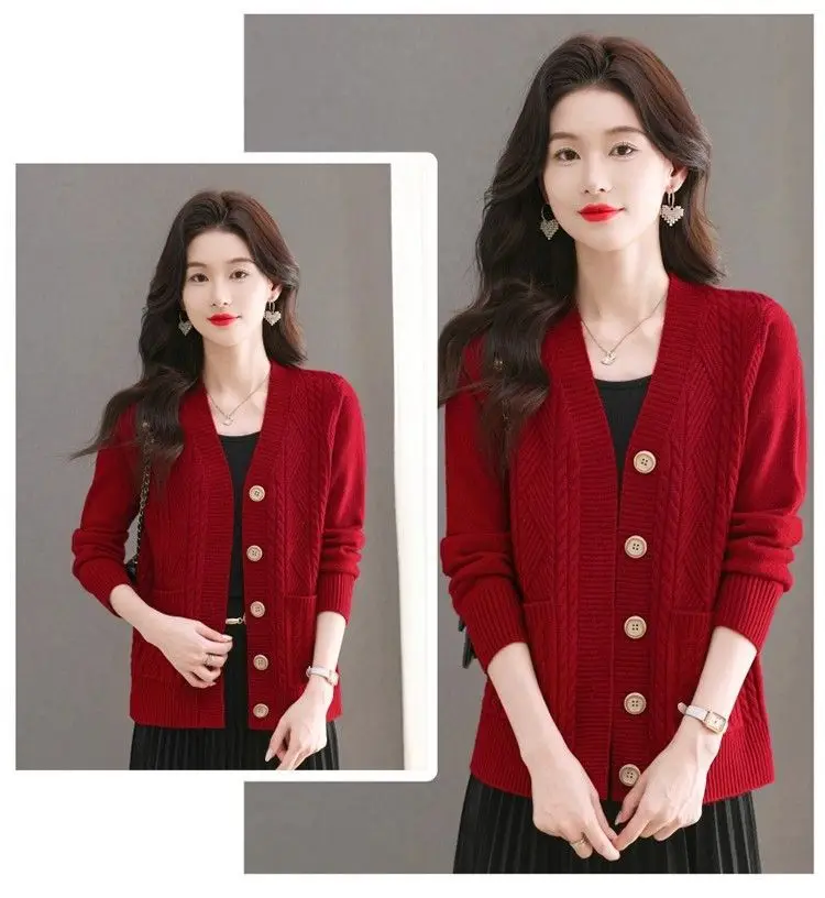Women's Knit Sweater Open Cardigan 2026 New Spring/Autumn Thickened Loose Plus Size Fashion Solid Color Pullover Outerwear Top