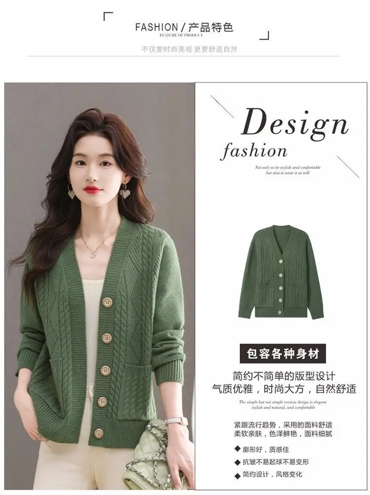 Women's Knit Sweater Open Cardigan 2026 New Spring/Autumn Thickened Loose Plus Size Fashion Solid Color Pullover Outerwear Top