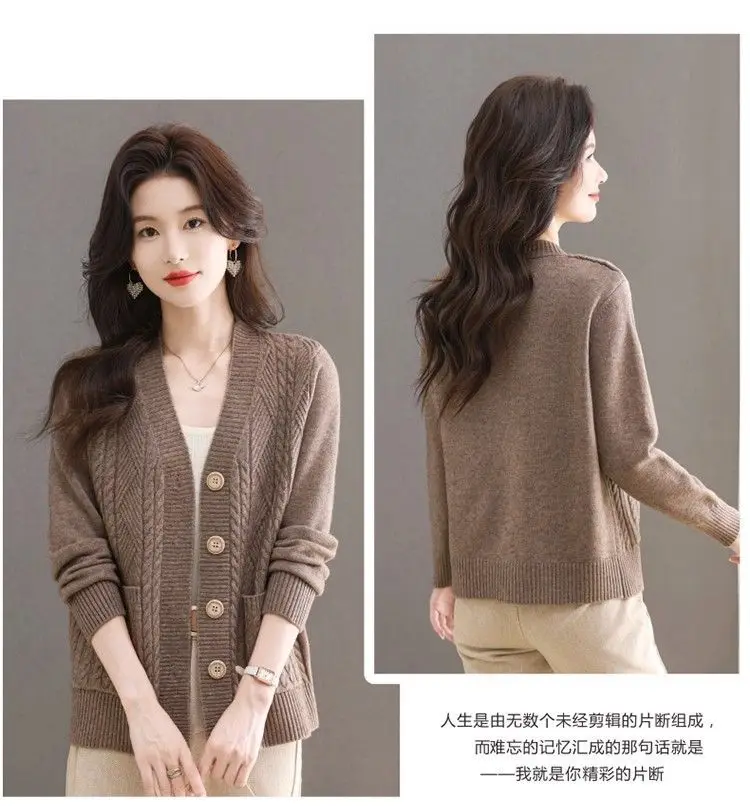 Women's Knit Sweater Open Cardigan 2026 New Spring/Autumn Thickened Loose Plus Size Fashion Solid Color Pullover Outerwear Top