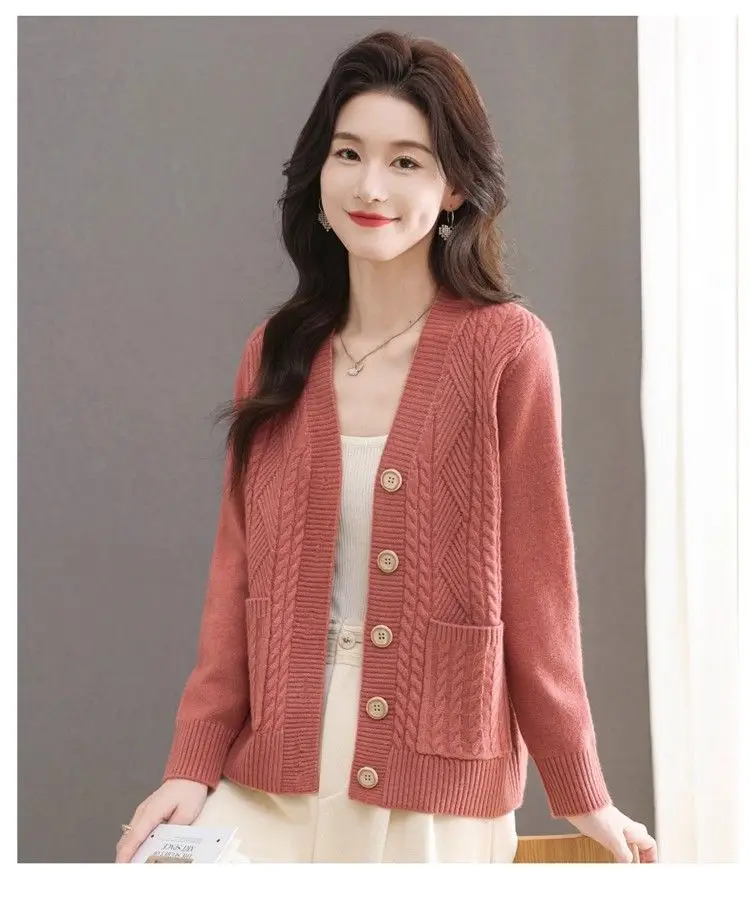 Women's Knit Sweater Open Cardigan 2026 New Spring/Autumn Thickened Loose Plus Size Fashion Solid Color Pullover Outerwear Top