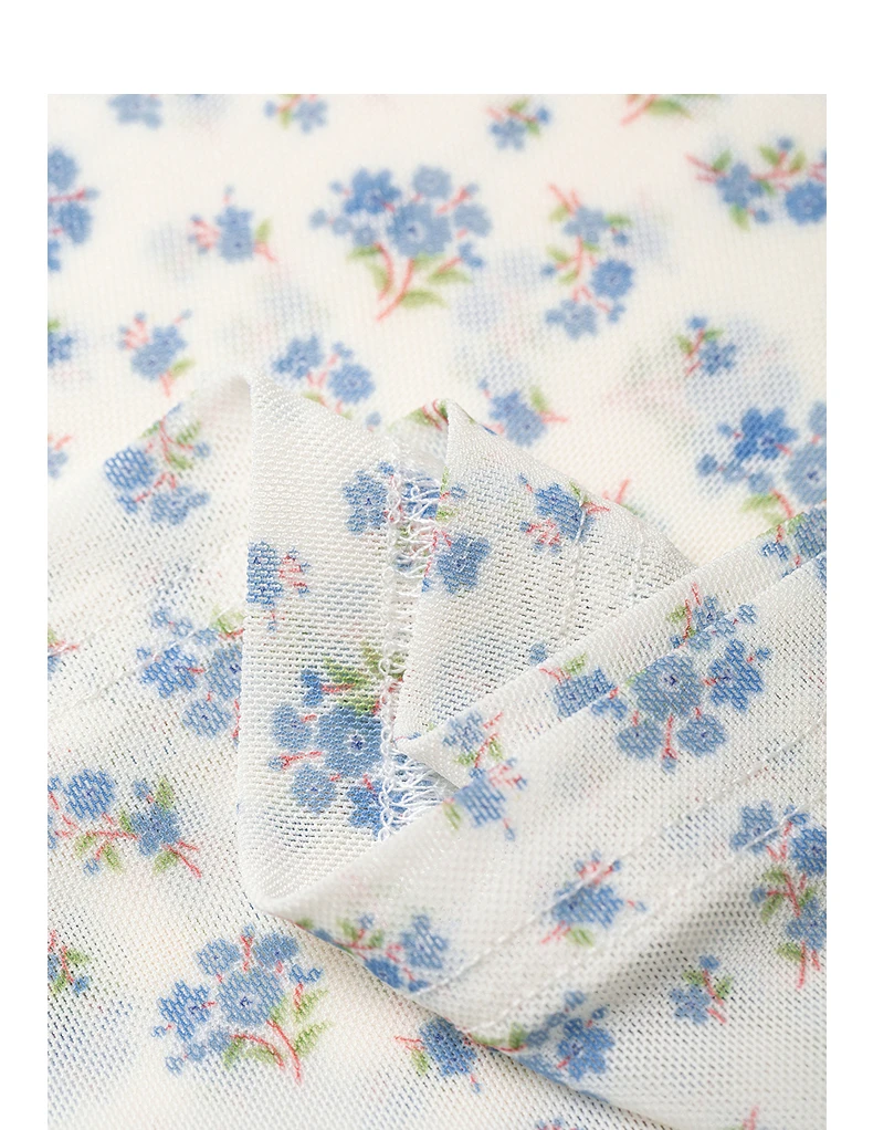 TOYOUTH Women's Floral Print Mesh T Shirt 2026 Fall New Arrival Slim Fit Thin Mock Neck Sheer Second Skin Base Layering Top