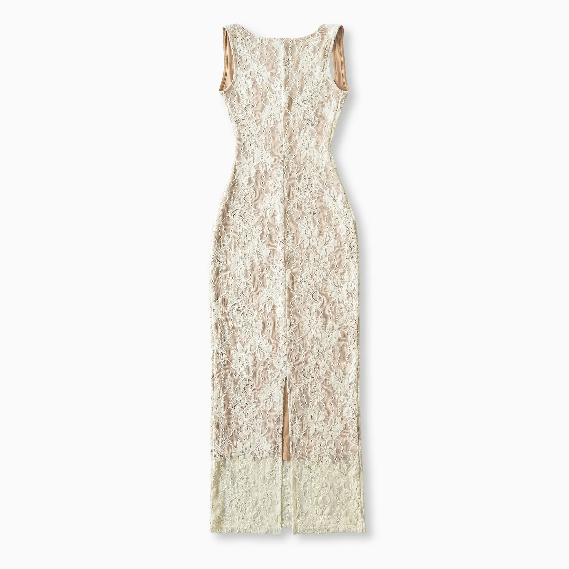 French-style square-neck lace strap slim-fit long dress women, summer and elegant dress