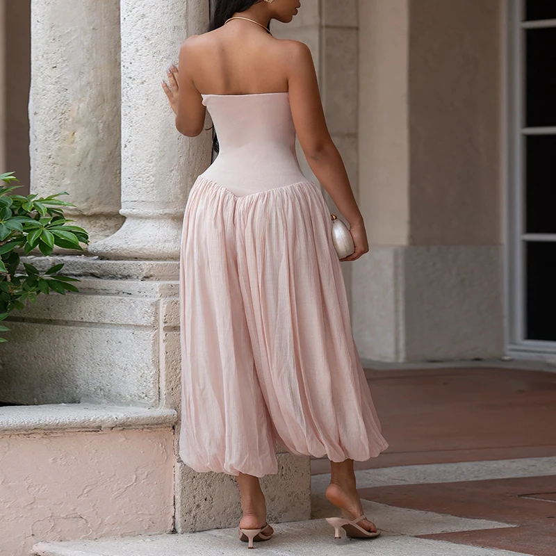 Temperament Strapless Sleeveless Office Romper Elegant Solid Off Shoulder High Waist Jumpsuit Comfort Backless Splice Playsuit
